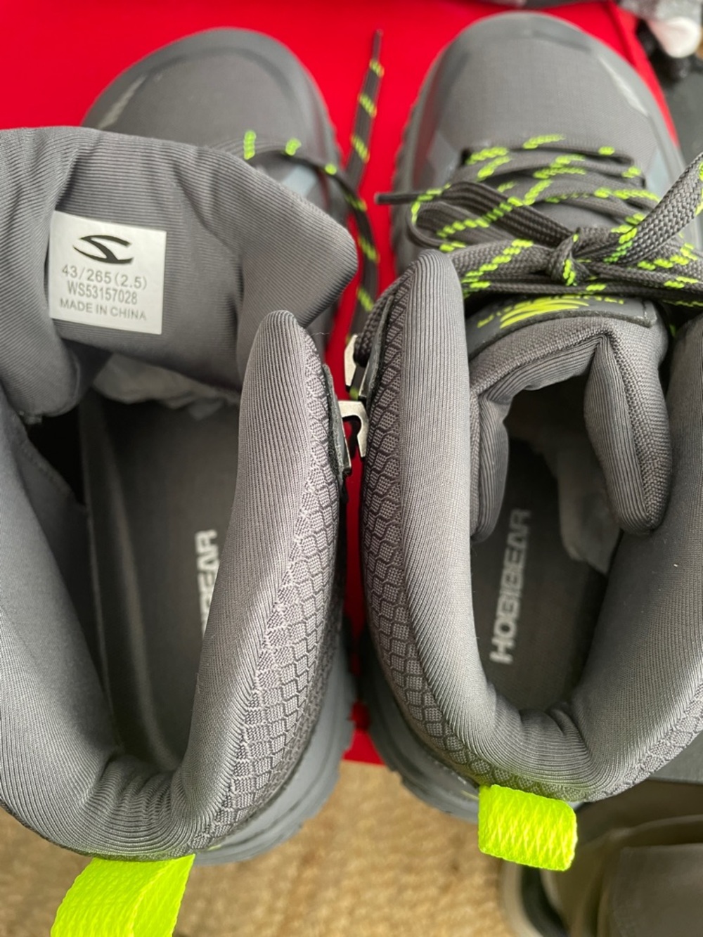 Hobibear Men's Grey Hiking Shoes with Lime Accents